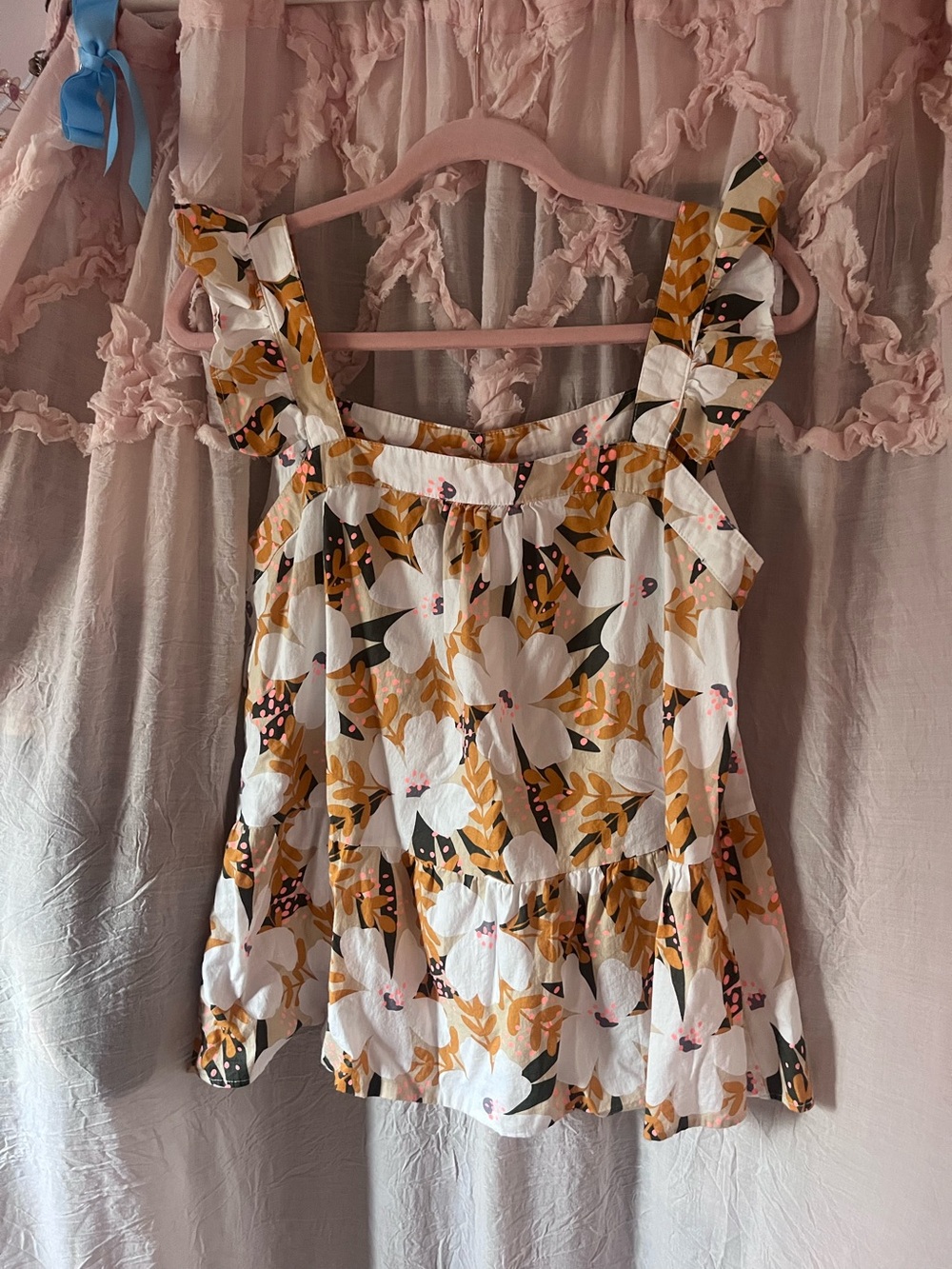 THML Floral Ruffle Babydoll Tank